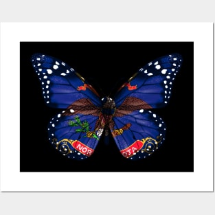 North Dakota Flag Butterfly - Gift for North Dakotan From North Dakota ND Posters and Art